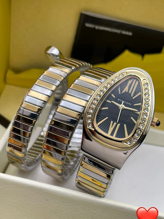 Elegant Black Gold Serpenti Style Women’s Watch – Luxury Look