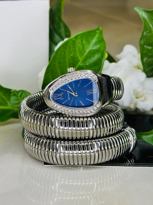 Silver Sapphire Serpentine Luxury Watch for Women